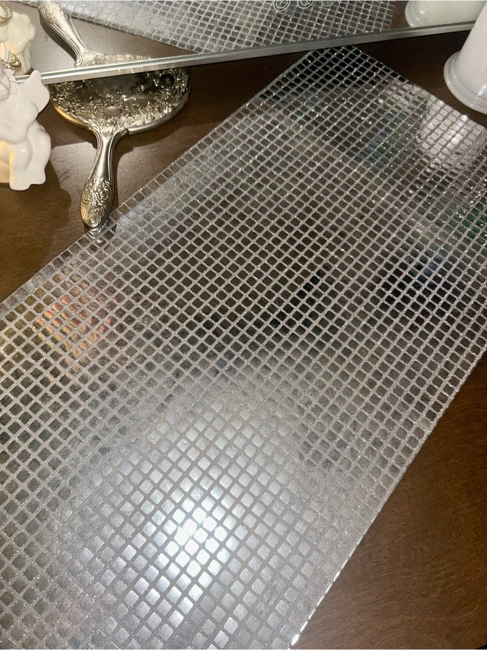 silver disco style runner